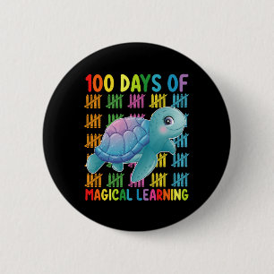 100 Days Of Magical Learning Turtle School 6 Cm Round Badge