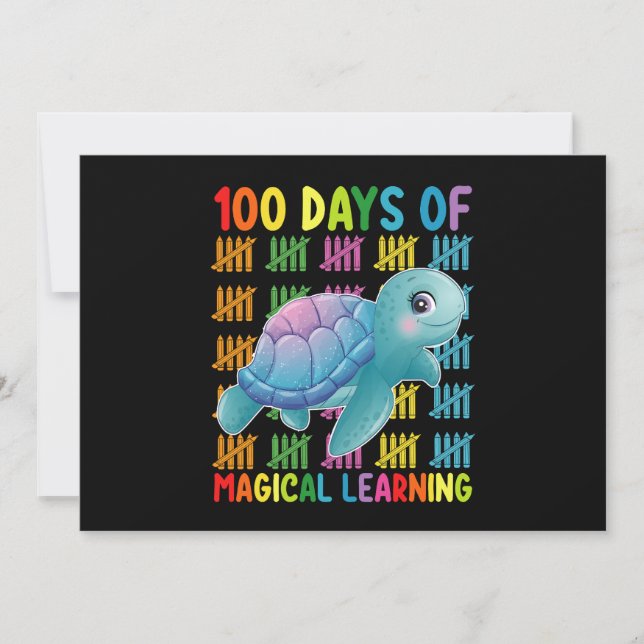 100 Days Of Magical Learning Turtle School Invitation (Front)