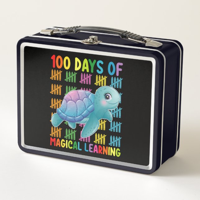 100 Days Of Magical Learning Turtle School Metal Lunch Box (Front)