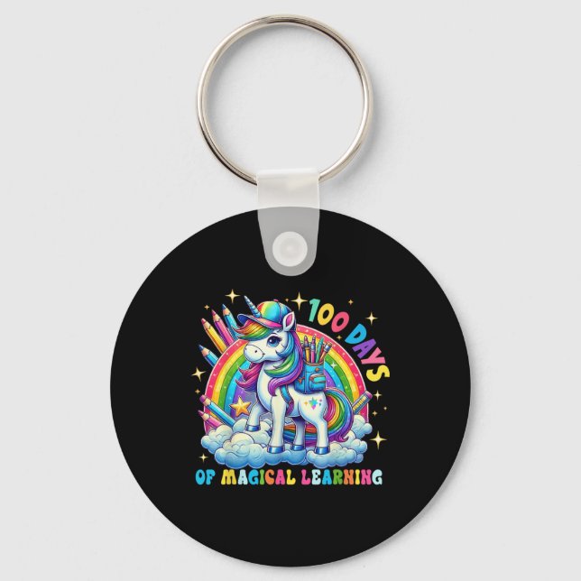 100 Days Of Magical Learning Unicorn 100th Day Key Ring (Front)