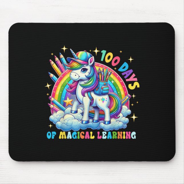 100 Days Of Magical Learning Unicorn 100th Day Mouse Mat (Front)