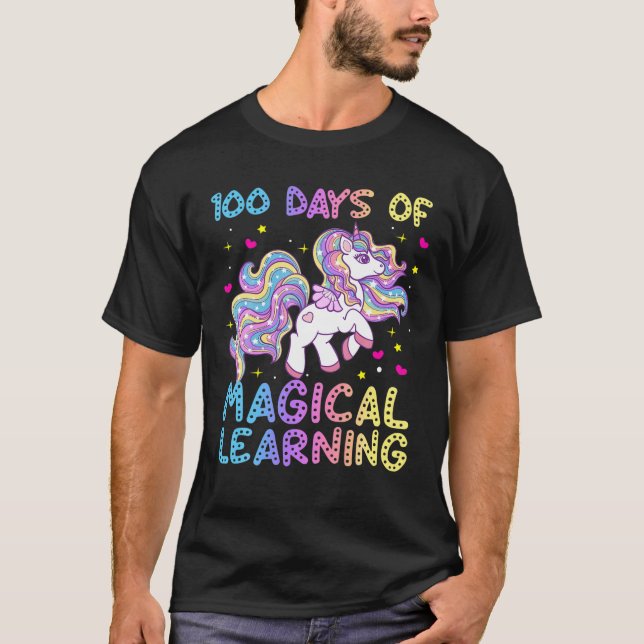 100 Days Of Magical Learning Unicorn 100Th Day Of T-Shirt (Front)