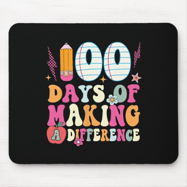 100 Days Of Making A Difference 100th Day Of Schoo Mouse Mat (Front)