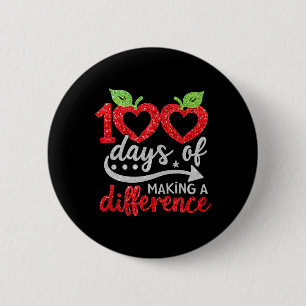 100 Days Of Making A Difference Apple Heart Teache 6 Cm Round Badge