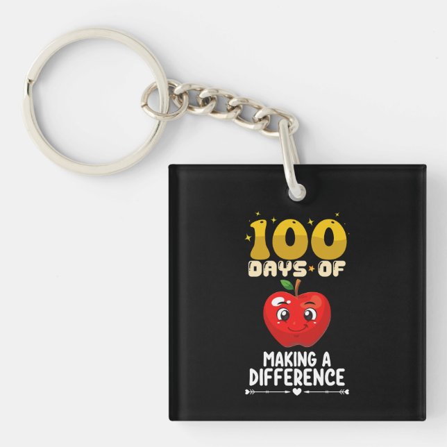 100 Days Of Making A Difference Apple Key Ring (Front)
