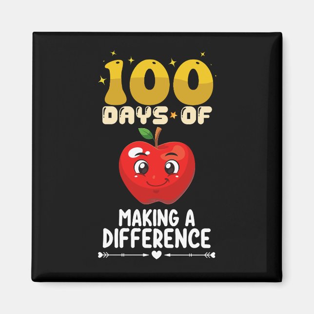 100 Days Of Making A Difference Apple Magnet (Front)