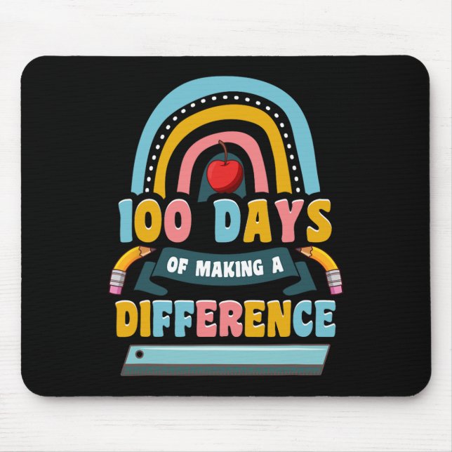 100 Days Of Making A Difference Rainbow Kids Teach Mouse Mat (Front)