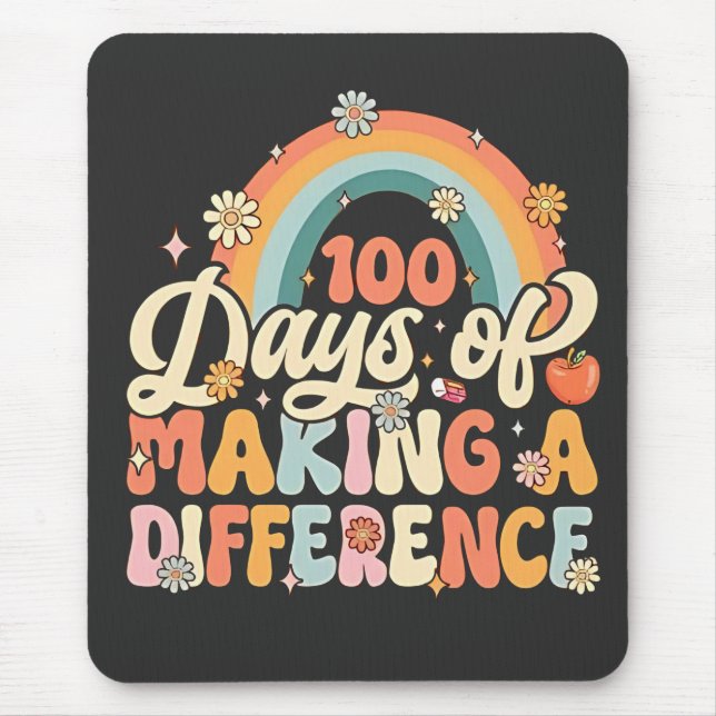 100 Days of Making a Difference Rainbow Teaching  Mouse Mat (Front)