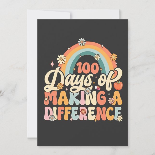100 Days of Making a Difference Rainbow Teaching  Thank You Card (Front)