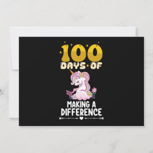 100 Days Of Making A Difference Unicorn School Invitation