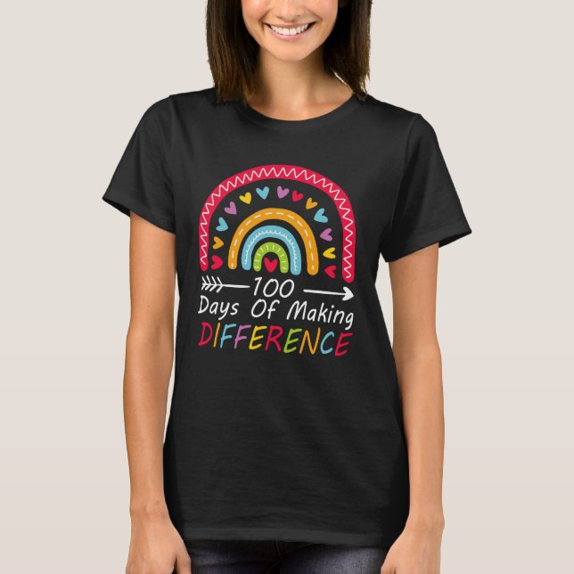 100 Days of Making Difference, 100 days of School T-Shirt (Front)