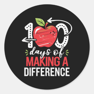 100 Days Of Making Difference 100th Day Of School Classic Round Sticker