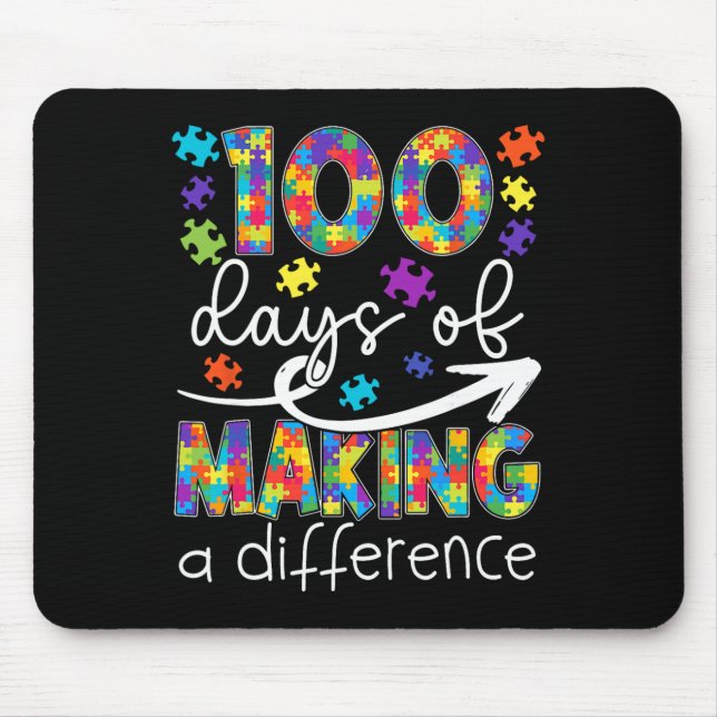 100 Days Of Making Difference 100th Day Of School  Mouse Mat (Front)