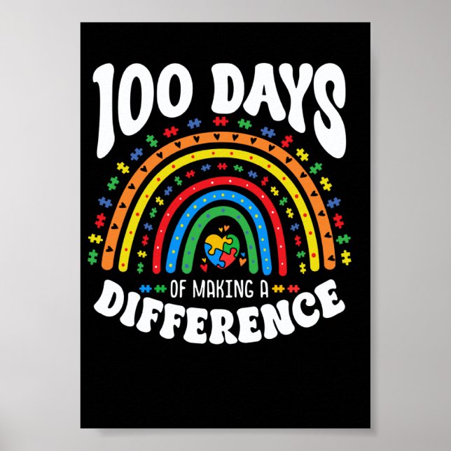 100 Days of Making Difference 100th Day of School  Poster (Front)