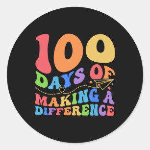 100 Days Of Making Difference 100th Day School Tea Classic Round Sticker