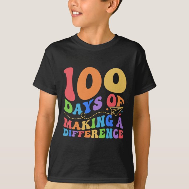 100 Days Of Making Difference 100th Day School Tea T-Shirt (Front)