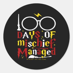 100 Days Of Mischief Managed Teacher Kid 100th Day Classic Round Sticker