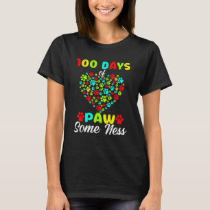 100 Days Of Paw Some Ness Heart 100th Day School D T-Shirt