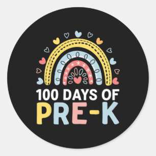 100 Days Of Pre K Rainbow Happy 100th Day Of Schoo Classic Round Sticker