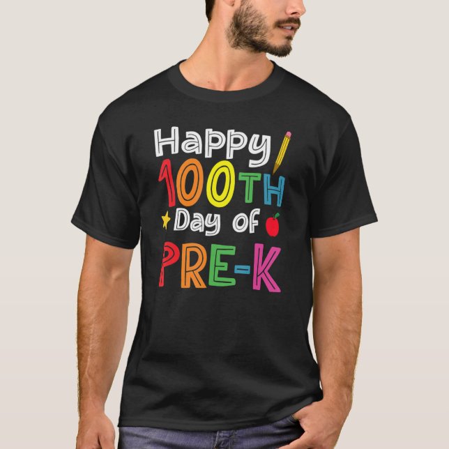 100 Days Of Pre K Teacher And Student Teacher Boy T-Shirt (Front)