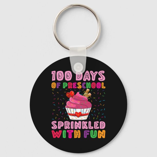 100 Days Of Preschool Sprinkled With Fun Cupcake G Key Ring (Front)