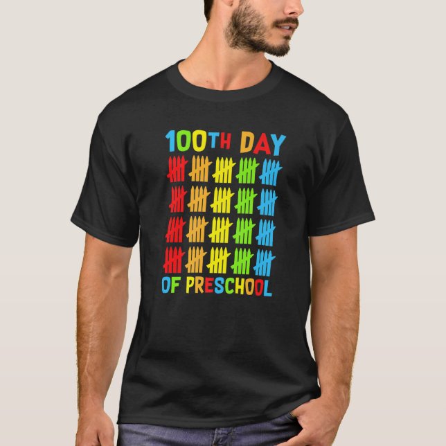 100 Days of Preschool Teachers Child Happy 100 Day T-Shirt (Front)