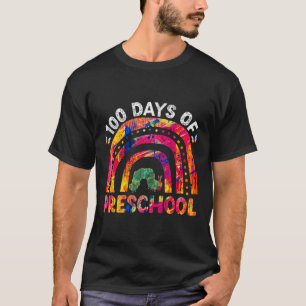 100 Days Of Preschool Tie Dye Rainbow Worm Teacher T-Shirt