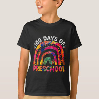 100 Days Of Preschool Tie Dye Rainbow Worm Teacher T-Shirt