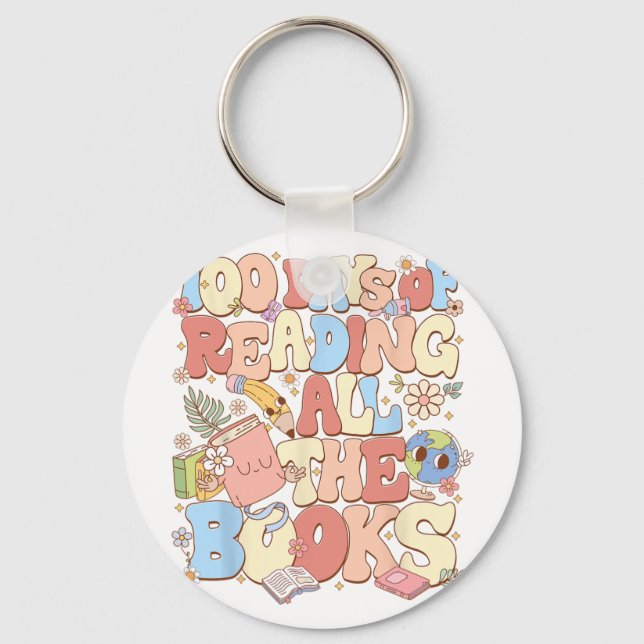 100 Days Of Reading All The Books Celebration  Key Ring (Front)