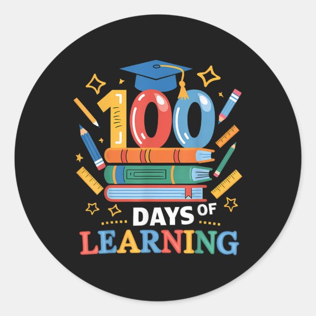 100 Days Of School 100 Days Of Learning Teacher Classic Round Sticker (Front)