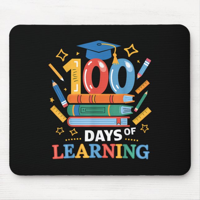 100 Days Of School 100 Days Of Learning Teacher Mouse Mat (Front)