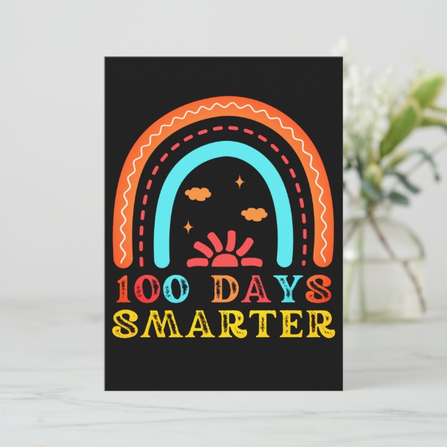 100 DAYS OF SCHOOL - 100 DAYS SMARTER RAINBOW HOLIDAY CARD (Standing Front)