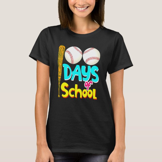 100 Days Of School 100th Day Baseball Teacher Stud T-Shirt (Front)