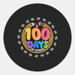 100 Days Of School 100th Day Colourful Teacher And Classic Round Sticker