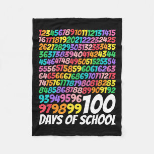 100 Days Of School 100th Day Cute Math Numbers Tea Fleece Blanket