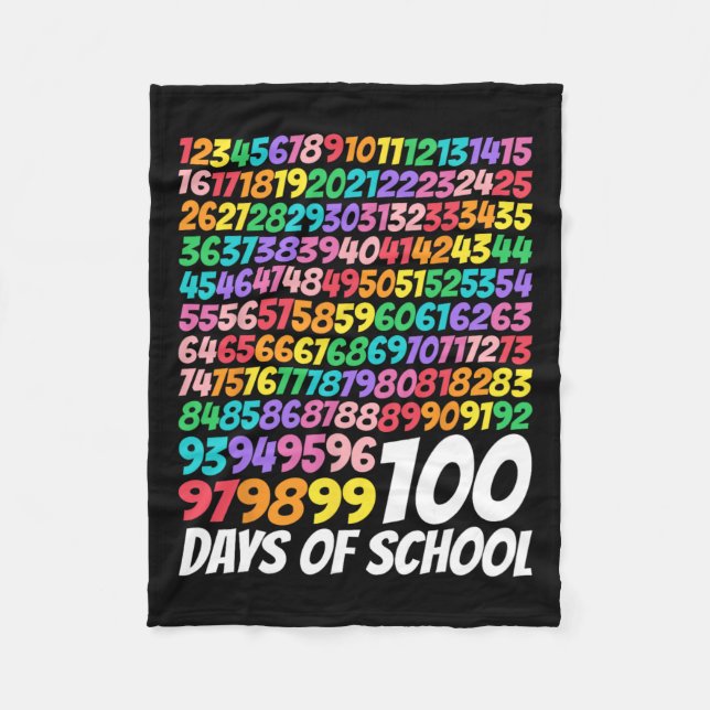 100 Days Of School 100th Day Cute Math Numbers Tea Fleece Blanket (Front)