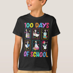 100 Days Of School 100th Day Funny Goose Boys Girl T-Shirt