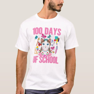 100 Days Of School 100Th Days Cat Teachers 100 Day T-Shirt
