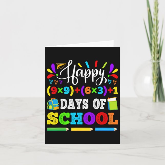100 Days Of School 100th Math Equation Teacher Kid Card (Front)