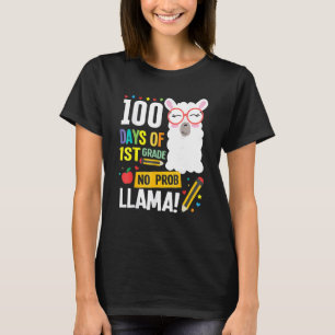 100 Days Of School 1st Grade Llama Girls Boys No P T-Shirt
