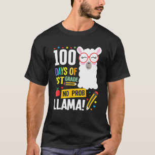 100 Days Of School 1st Grade Llama Girls Boys No P T-Shirt