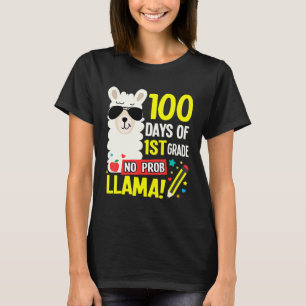 100 Days of School 1st Grade No Prob Llama Girls B T-Shirt