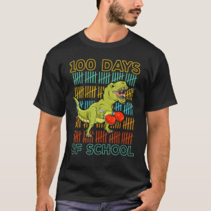 100 Days Of School 2022 T Rex Dino Boxing Mma Mart T-Shirt