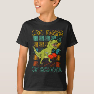 100 Days Of School 2025 Dinosaur Boxing Mma Martia T-Shirt