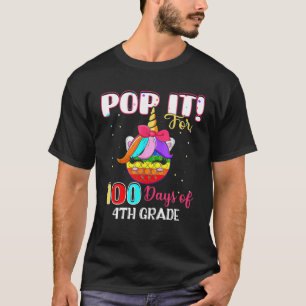 100 Days Of School 4Th Grade Unicorn Fidget 100Th T-Shirt