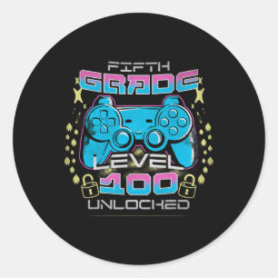 100 Days Of School 5th Grade Level Unlocked Video Classic Round Sticker