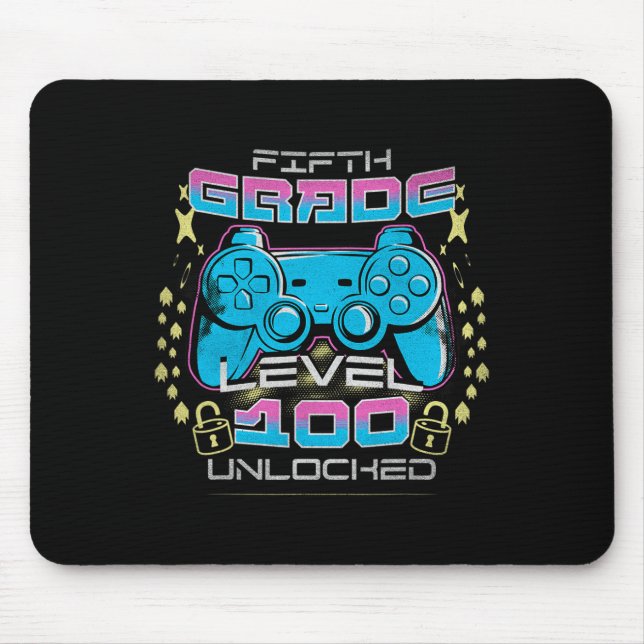 100 Days Of School 5th Grade Level Unlocked Video  Mouse Mat (Front)