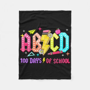 100 Days Of School Abcd Teachers Student Rock Boys Fleece Blanket