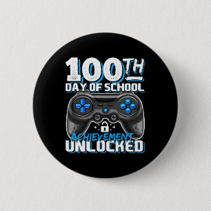 100 Days Of School Achievement Unlocked Video Game 6 Cm Round Badge