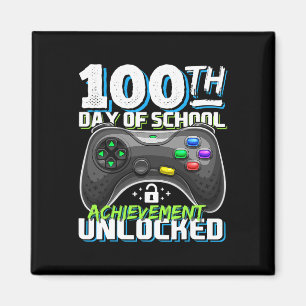 100 Days of School Achievement Unlocked Video Game Magnet